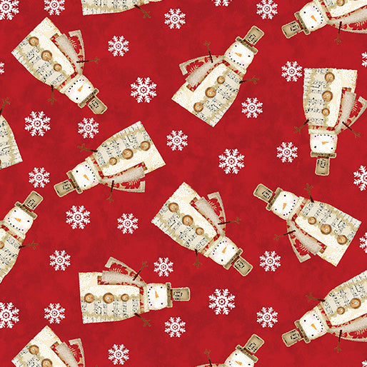 White Christmas - Musical Snowman - Red
