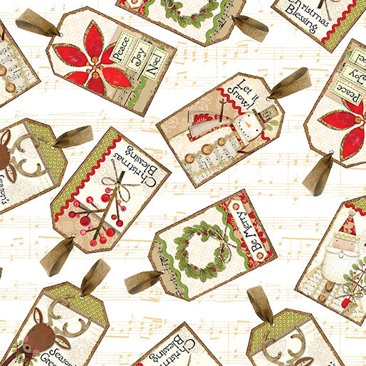 White Christmas - Tossed Tags - Cream