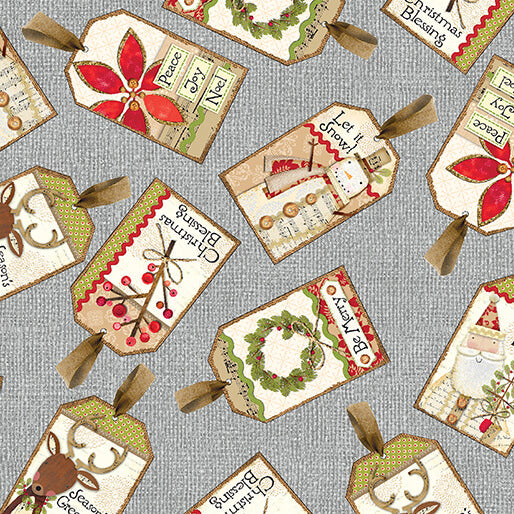 White Christmas - Tossed Tags - Grey