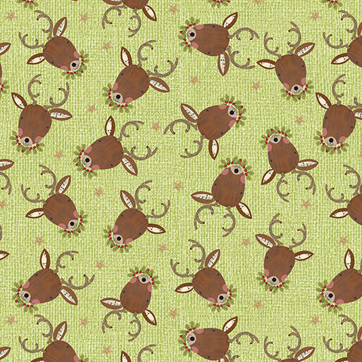 White Christmas - Reindeer Portrait - Green
