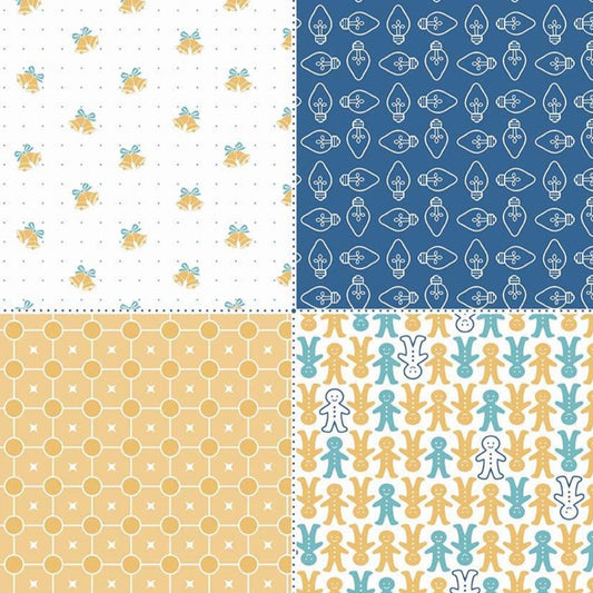 Cozy Christmas - Fat Quarter Panel - Navy