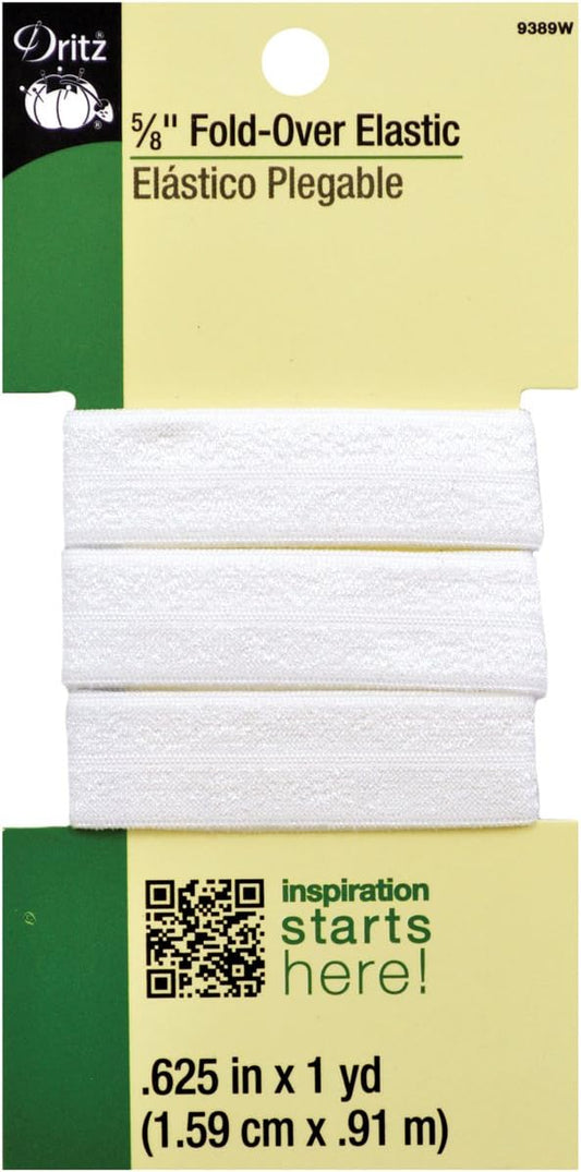 5/8" Fold-Over Elastic - White