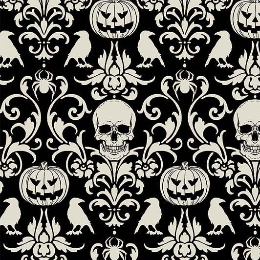 Boo-tiful - Spooky Damask - Black