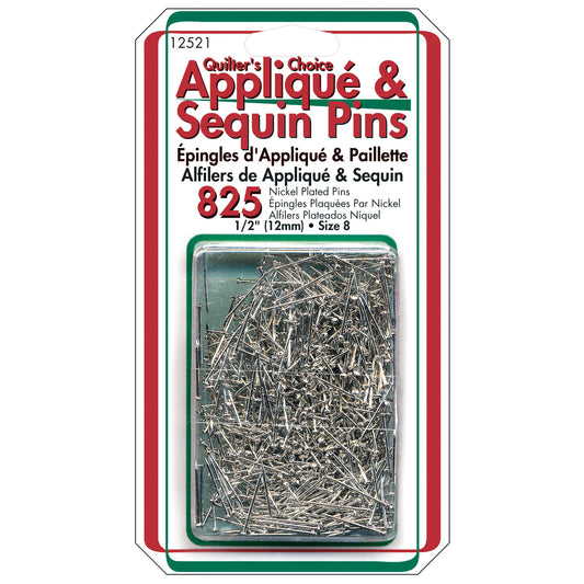 Appliqué & Sequin Pins - Size 8 - 1/2"